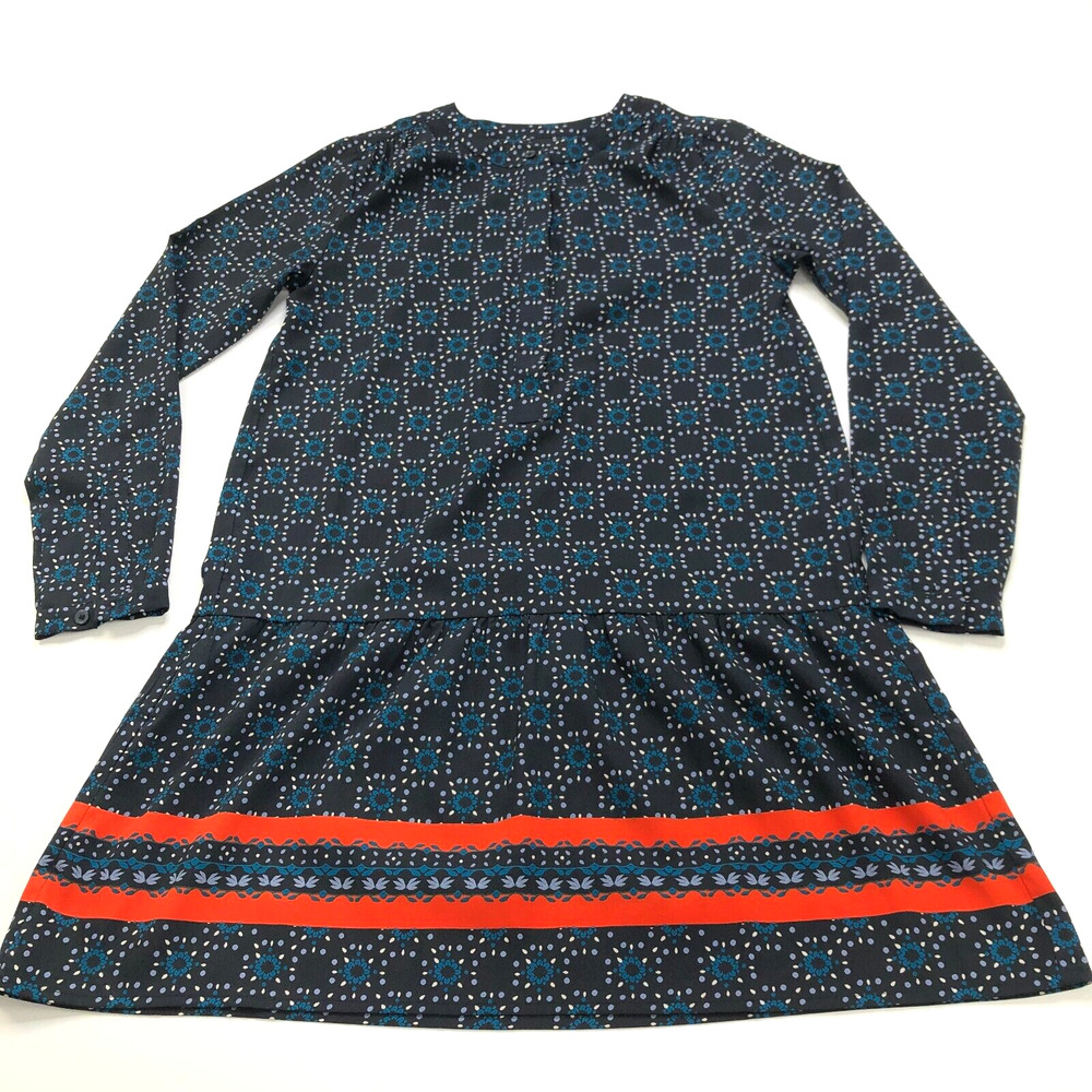 Ann Taylor Loft Petite XS 100% Polyester Button Women's Dress A-Line Blue